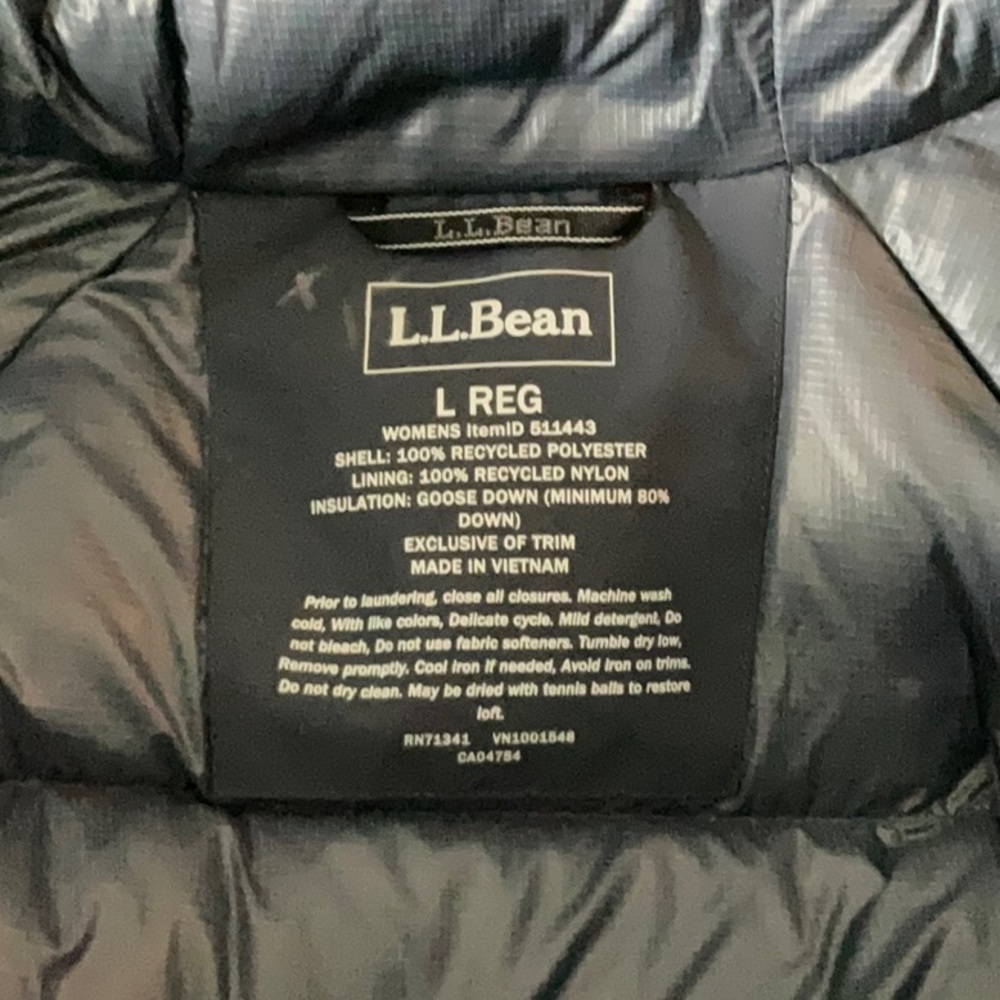 L.L.Bean Waterproof Ultralight Down Jacket Carbon Navy Women’s Large